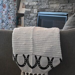 Elegant Cream and Black Throw Blanket